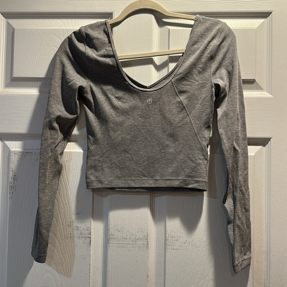 Lululemon Align Heather Gray Long Sleeve Crop Top S - Picture 7 of 8